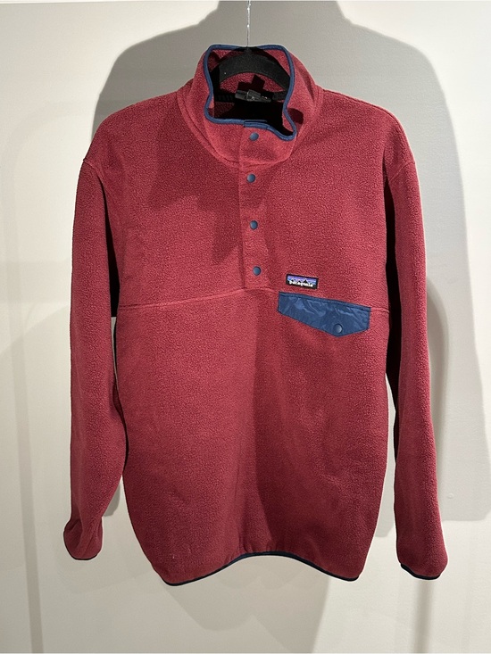 Patagonia Other - Patagonia Burgundy Fleece Pullover with Navy Pocket Trim